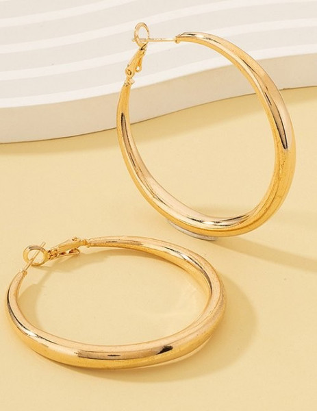 Тонкие золотистые серьги-конго большого диаметра Z63384