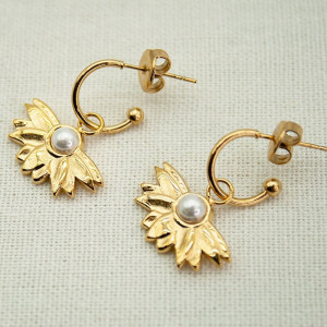 Серьги-полукольца с солнцем и жемчугом CJD91515