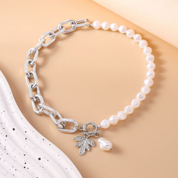 Комбинированное колье-цепь с жемчугом и подвеской CJH54723