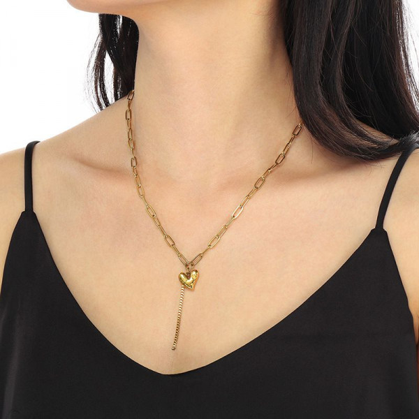 Золотистое колье-галстук с изящным наконечником CJR55527