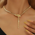 Колье-галстук с имитацией змеиного плетения и подвеской-иглой M98045