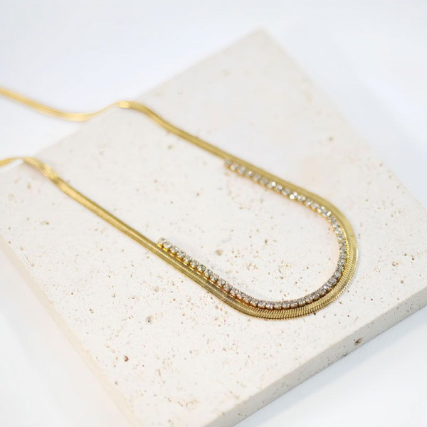 Золотистая цепочка плоского змеевидного плетения CJP55727