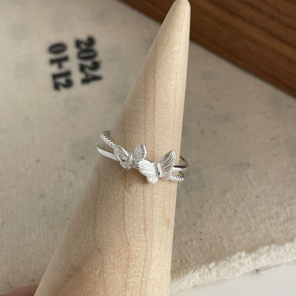 Кольцо открытое медь с напылением платины бабочки 1J11928CJJ