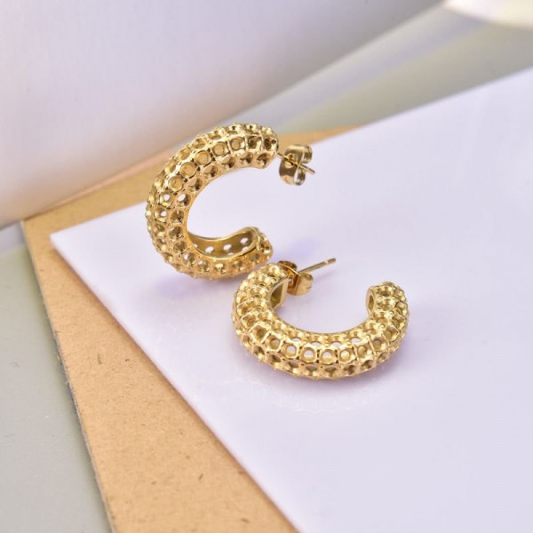 Широкие фактурные серьги-кольца CJC69106