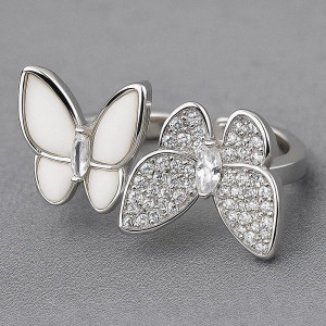 Кольцо медь напыление платиной бабочки 1J12076CJJ