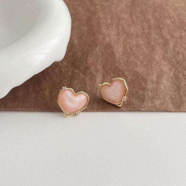 Минималистичные пусеты Голубые сердца в тонкой оправе CJG45142