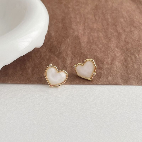 Минималистичные пусеты Голубые сердца в тонкой оправе CJG45142