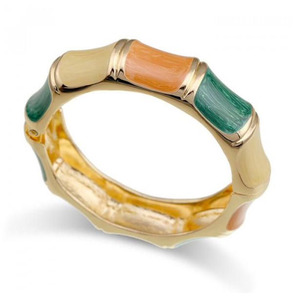 Браслет жесткий с цветной эмалью и золотистыми гранями CJM71235