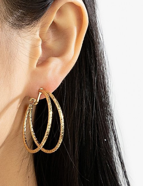 Двойные фактурные серьги-конго в золотистом цвете Z63443