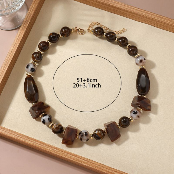 Бусы из матового пейзажного камня в благородных кофейных тонах CJR57325