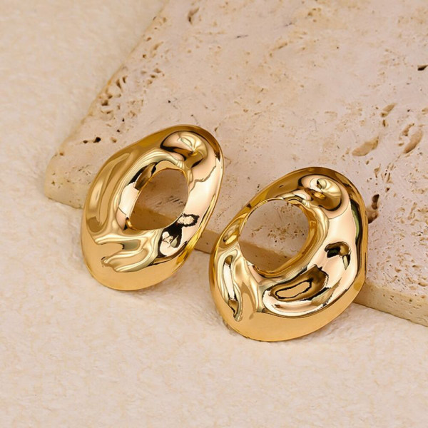 Оригинальные серьги-пусеты Абстрактные золотистые петли CJH38254