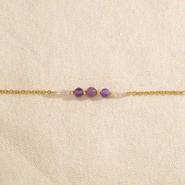 Браслет-цепочка с фиолетовыми камнями CJH76190