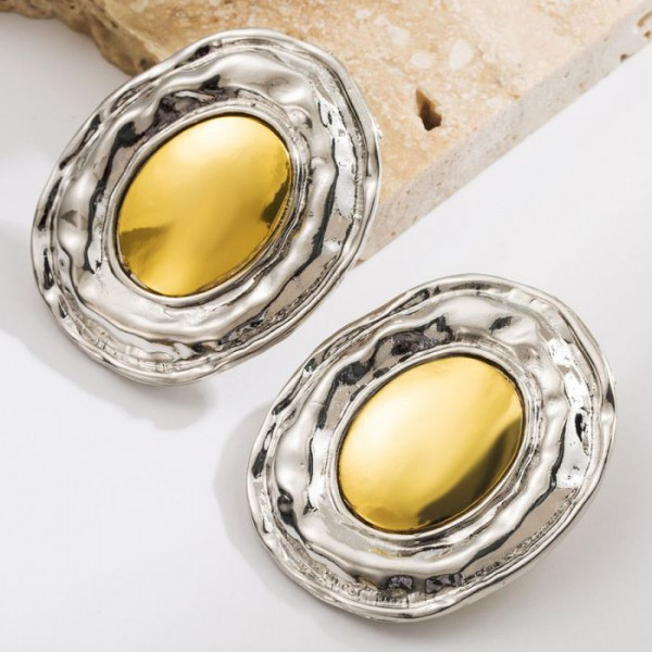 Оригинальные серьги-пусеты вогнутые овалы CJM32120