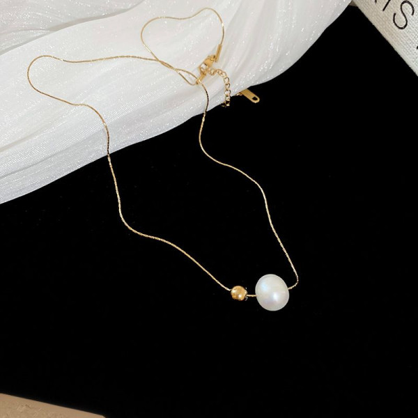 Лаконичная цепочка с жемчужной бусиной-бегунком CJH12042