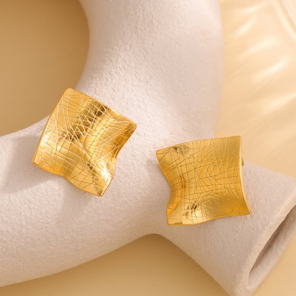 Золотистые серьги-пусеты Квадрат 1J11688CJJ