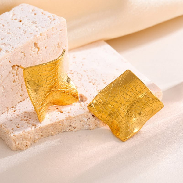 Золотистые серьги-пусеты Квадрат 1J11688CJJ