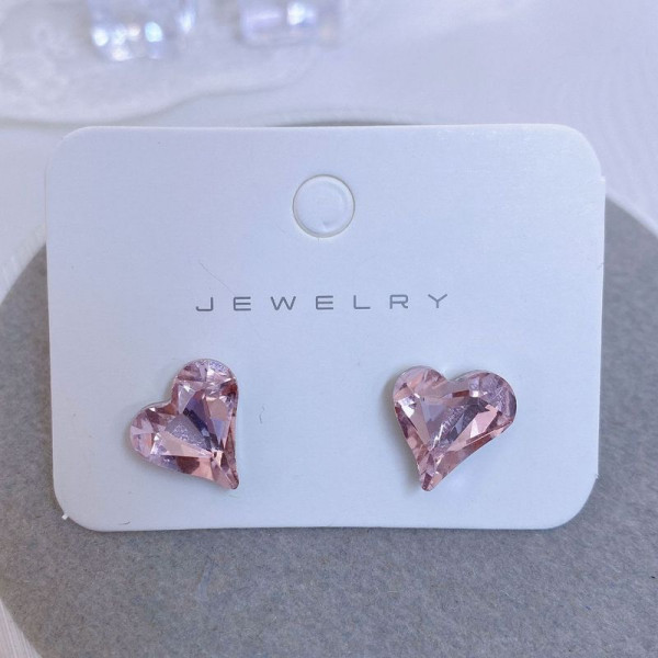 Нежные серьги-пусеты розовые сердца 1J11828CJJ