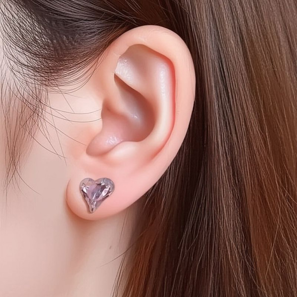 Нежные серьги-пусеты розовые сердца 1J11828CJJ