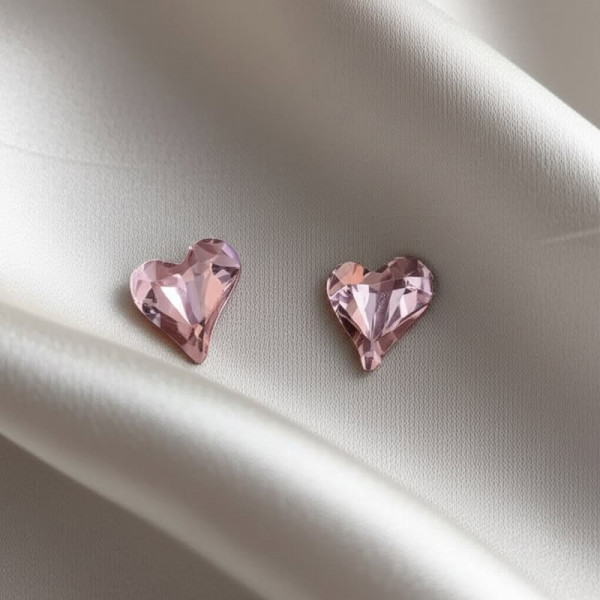 Серьги-гвоздики кристаллы сердца 1J11828CJJ