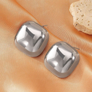 Серебристые серьги-пусеты Квадрат CJD62465