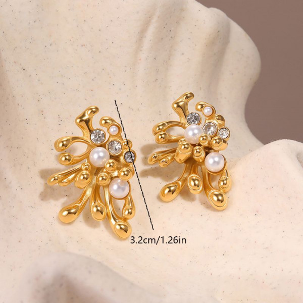 Серьги-пусеты Абстрактные с жемчугом CJR63582