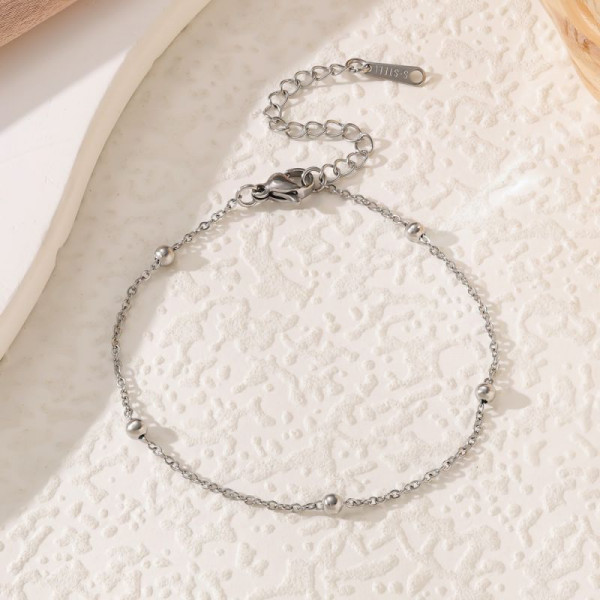 Браслет-цепочка минималистичный с шариками-акцентами CJP45070