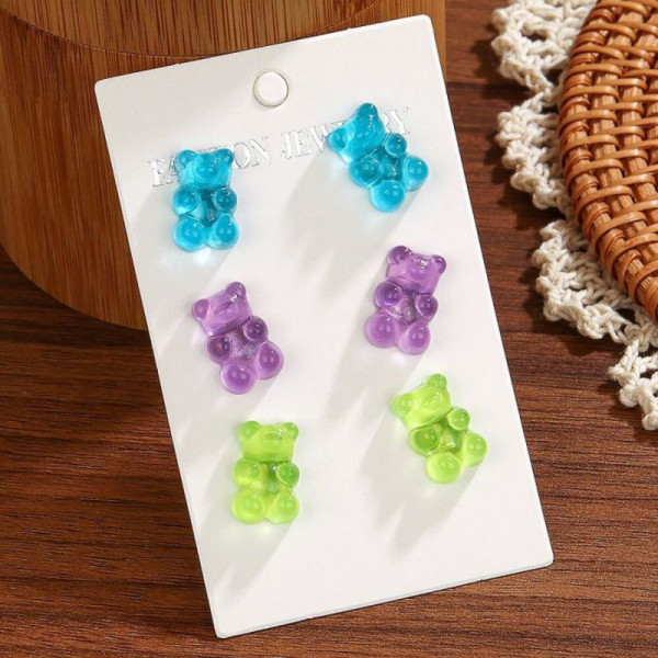 Набор детских разноцветных пусет в форме мармеладных мишек CJ12544