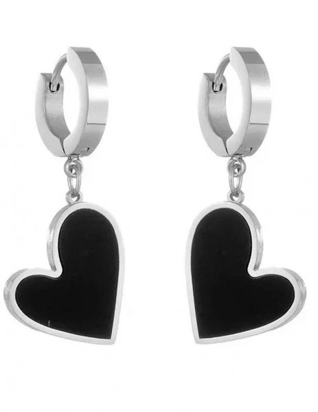 Серьги Висячие Сердца черные J10001CJJ