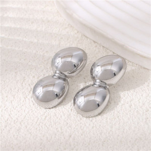 Серебристые серьги-пусеты Двойные капли CJH27560