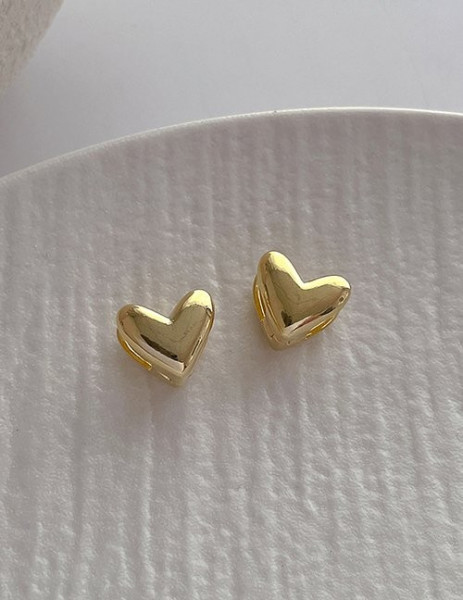 Золотистые серьги-пусеты «Сердца» M09397
