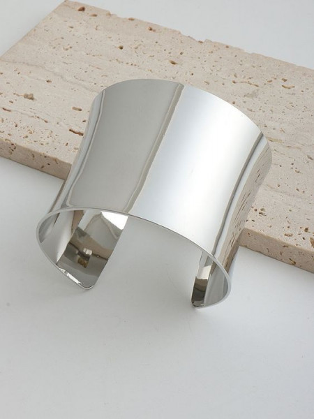 Браслет жесткий широкий кафф с зеркальной поверхностью CJK81841