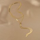 Многослойное колье-галстук из золотистой стали CJH15699