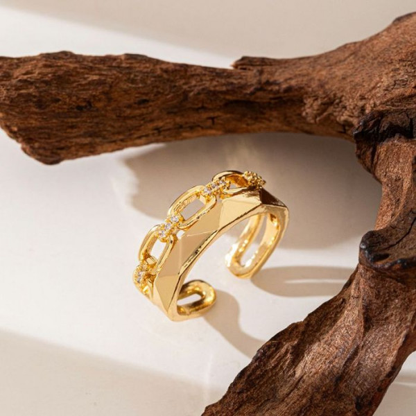 Кольцо-цепь с фактурными звеньями и незамкнутой формой CJM85176