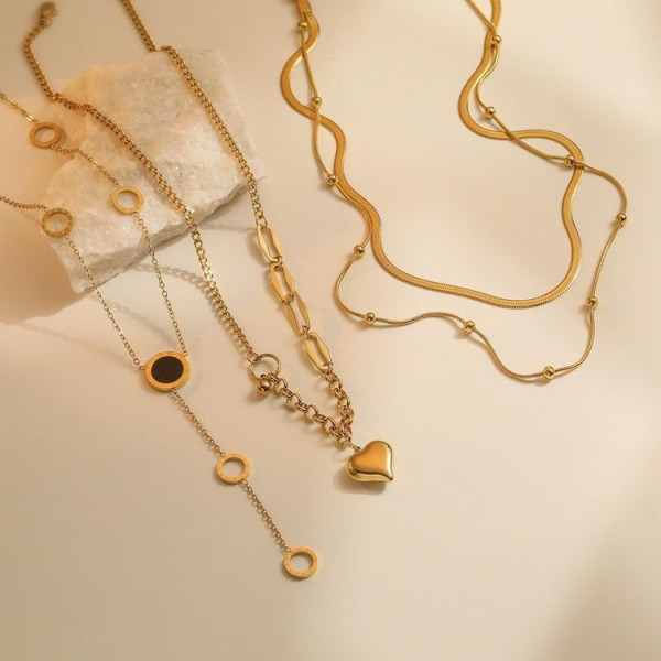 Колье медицинская сталь с напылением золотом J10636CJJ