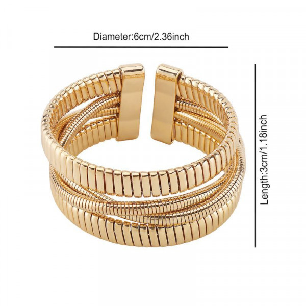 Браслет жесткий многоярусный из тонких переплетенных колец CJN35072