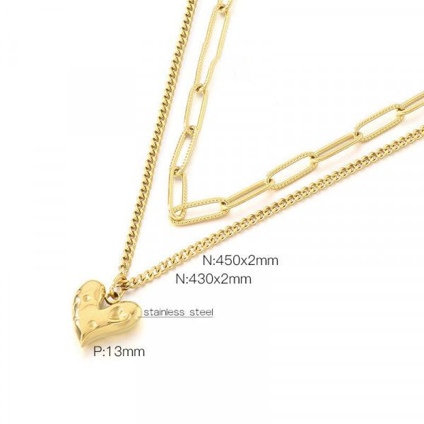 Двухслойное колье с подвесками в форме сердец CJR55530