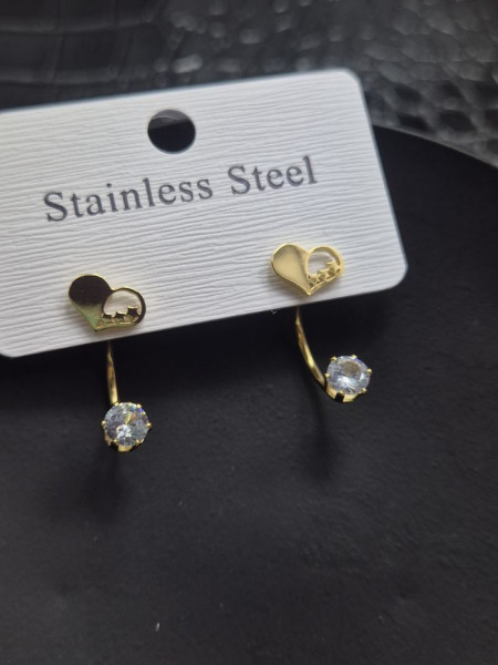 Серьги стальные сердца с напылением золотом J11514CJJ