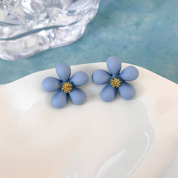 Серьги-пусеты из ювелирного сплава Синие цветы CJD81324
