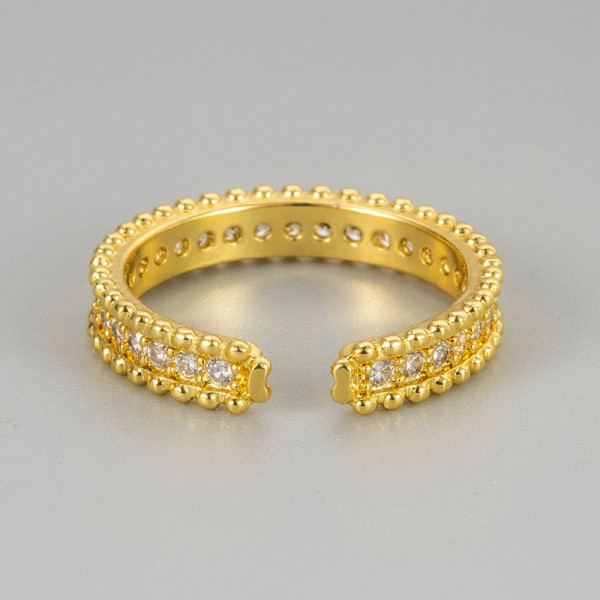 Узкое разомкнутое кольцо с фактурным плетением и стразами 1J12079CJJ