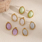 Серьги-пусеты Овалы с цветным акрилом CJM42438