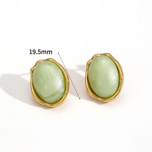 Серьги-пусеты Овалы с цветным акрилом CJM42438