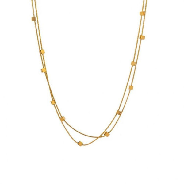 Длинная цепочка с золотистыми кубиками-вставками J10637CJJ