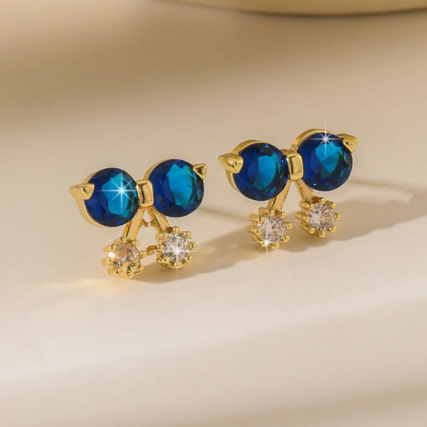 Серьги-пусеты банты со стразами CJR59508