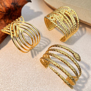 Браслет-кафф широкий с многослойным плетением CJM18930