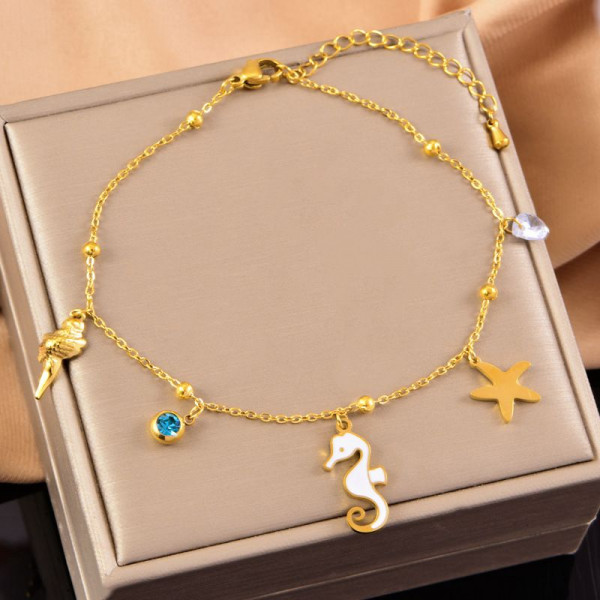 Золотистая цепочка с морскими подвесками CJL34061