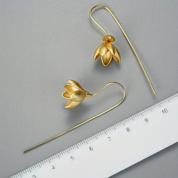 Длинные серьги-подвески «Золотой подснежник» 1J12480CJJ