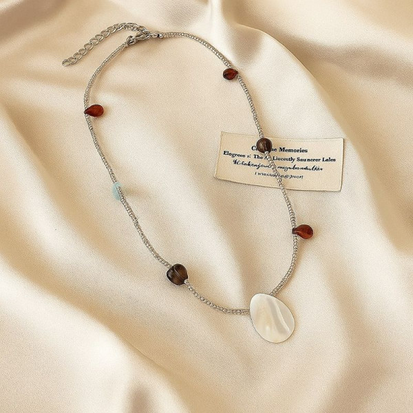 Многослойные бусы из бисера с перламутровой ракушкой 1J11934CJJ