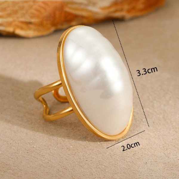 Массивное кольцо с гигантской овальной жемчужиной CJP85890