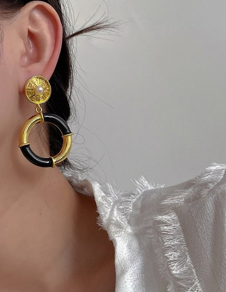 Массивные серьги-подвески «Ар-деко» Z51236