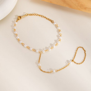 Браслет слейв жемчужный карнавал с золотыми вставками CJL84088